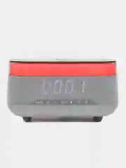 Серый цифровой будильник, с беспроводной зарядкой, светодиодный ночник, Bluetooth, динамик