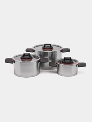 Набор кастрюль Maestro MR-3530-6, складные ручки, 1,5, 3,2, 5,8 л, из 6 предметов
