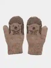 Варежки двойные детские, цвет бежевый, размер 12 (3-6 лет)