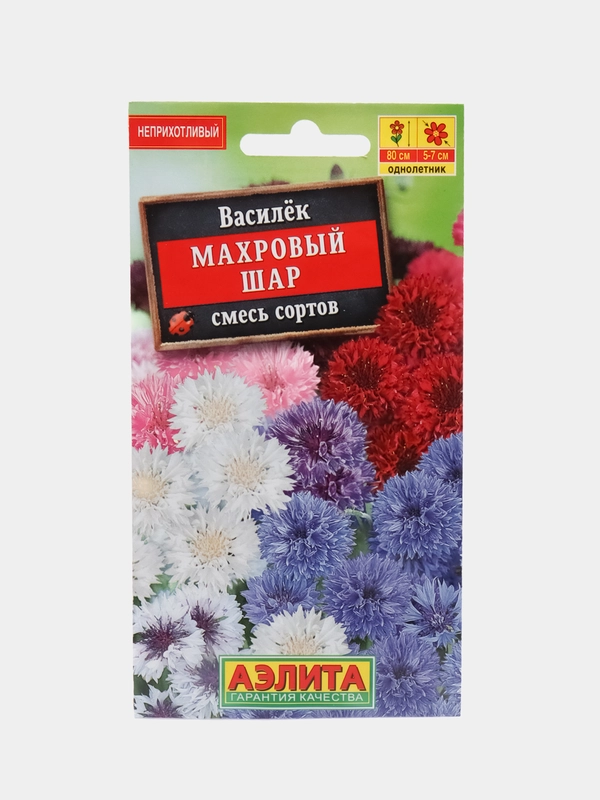 Василек "Махровый шар", смесь окрасок, семена
