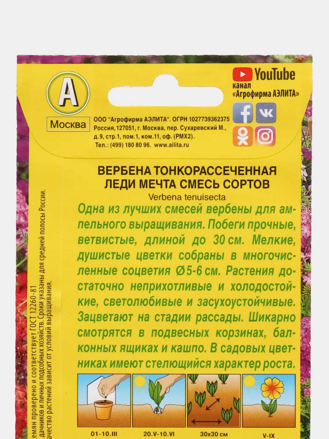 Вербена гибридная Леди мечта, семена