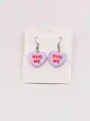 Сиреневый серьги акриловые сердечки "HUG ME"