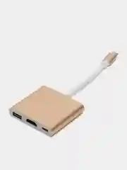 Золотой адаптер переходник,  Концентратор, HUB для Macbook, Type-c to USB, Type-c to HDMI