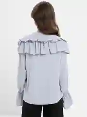 Серый рубашка, блузка женская, с рюшами