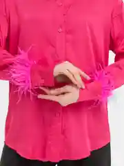Фуксия рубашка женская с перьями