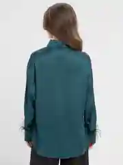 Зеленый рубашка женская с перьями