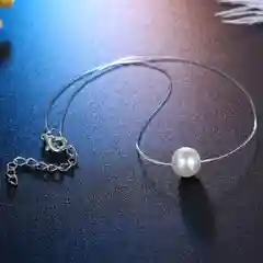 Леска на шею, кулон из жемчуга, жемчуг на леске, ожерелье, невидимка на шею, подвеска