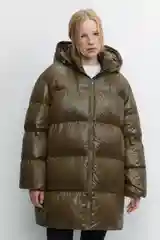 Хаки пуховик женский befree текстиль