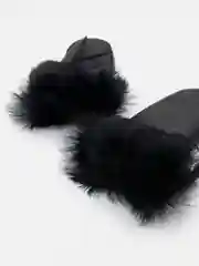 Серый меланж варежки женские из овчины