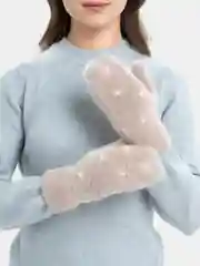 Бежевый варежки зимние женские, с жемчужным узором, с мехом внутри, 23 см