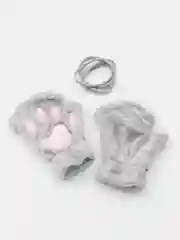 Серый перчатки-митенки "Кошачьи лапки", аниме, косплей варежки, перчатки без пальцев