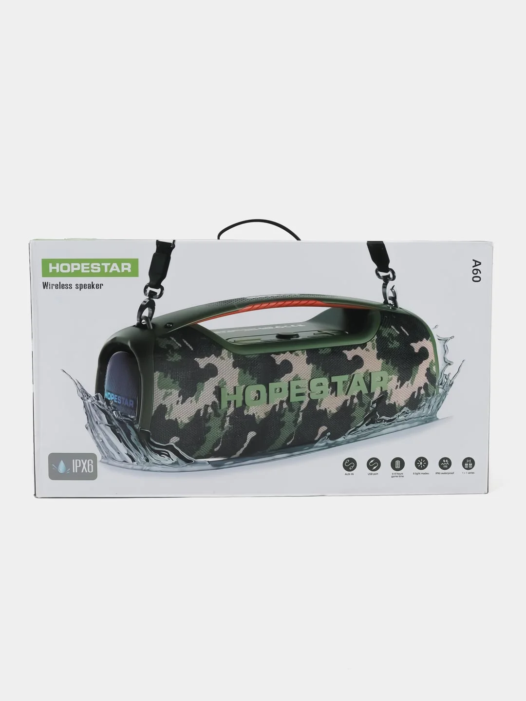 Синий колонка Bluetooth Hopestar A60 с 5 динамиками, мощностью 100W, с микрофоном