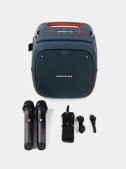 Портативная Bluetooth колонка Hopestar Party One, 80 Вт, с двумя беспроводными микрофонами