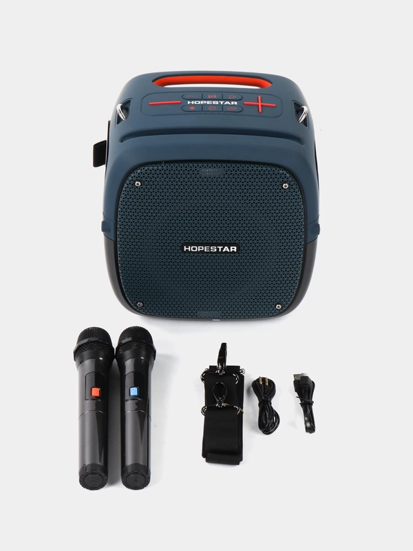Портативная Bluetooth колонка Hopestar Party One, 80 Вт, с двумя беспроводными микрофонами