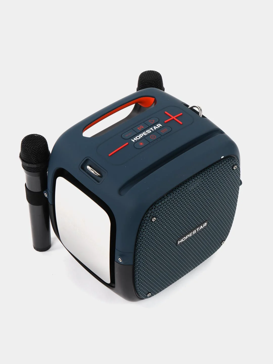 Желтый портативная Bluetooth колонка Hopestar Party One, 80 Вт, с двумя беспроводными микрофонами