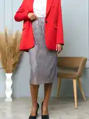 Серый юбка миди с пайетками