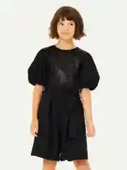 Черный полукомбинезон для девочки SMENA нарядный, с пайетками