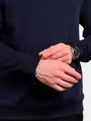 Темно-синий джемпер деловой SAYME под рубашку с длинным рукавом, водолазка с V-вырезом