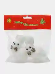 Бежевый новогодние мишки и зайчики с бантиками, подвесные, 2 шт, украшение на елку