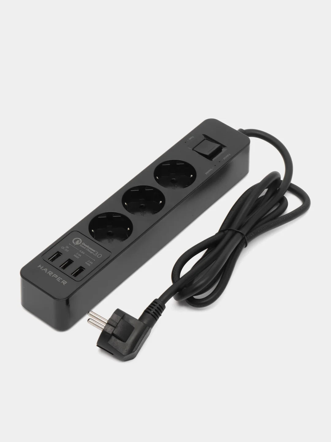Сетевой фильтр - удлинитель Harper UCH-340 Quick Charge 3.0 с USB, с заземлением и защитой