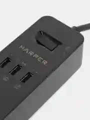 Сетевой фильтр Harper UCH-315 Black, 1,5 метра, 3 розетки, 3 USB, 3680 Вт