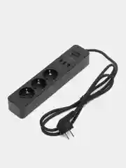Сетевой фильтр Harper UCH-315 Black, 1,5 метра, 3 розетки, 3 USB, 3680 Вт