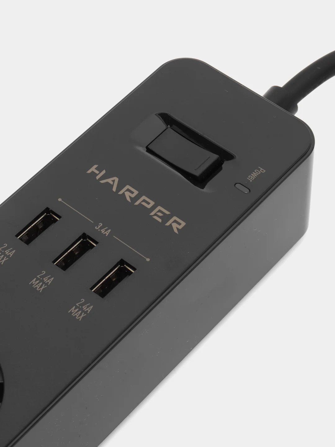 Сетевой фильтр Harper UCH-325 Black, 3 метра, 3 розетки, 3 USB, 3680 Вт
