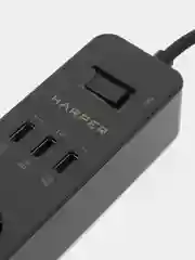 Сетевой фильтр Harper UCH-325 Black, 3 метра, 3 розетки, 3 USB, 3680 Вт