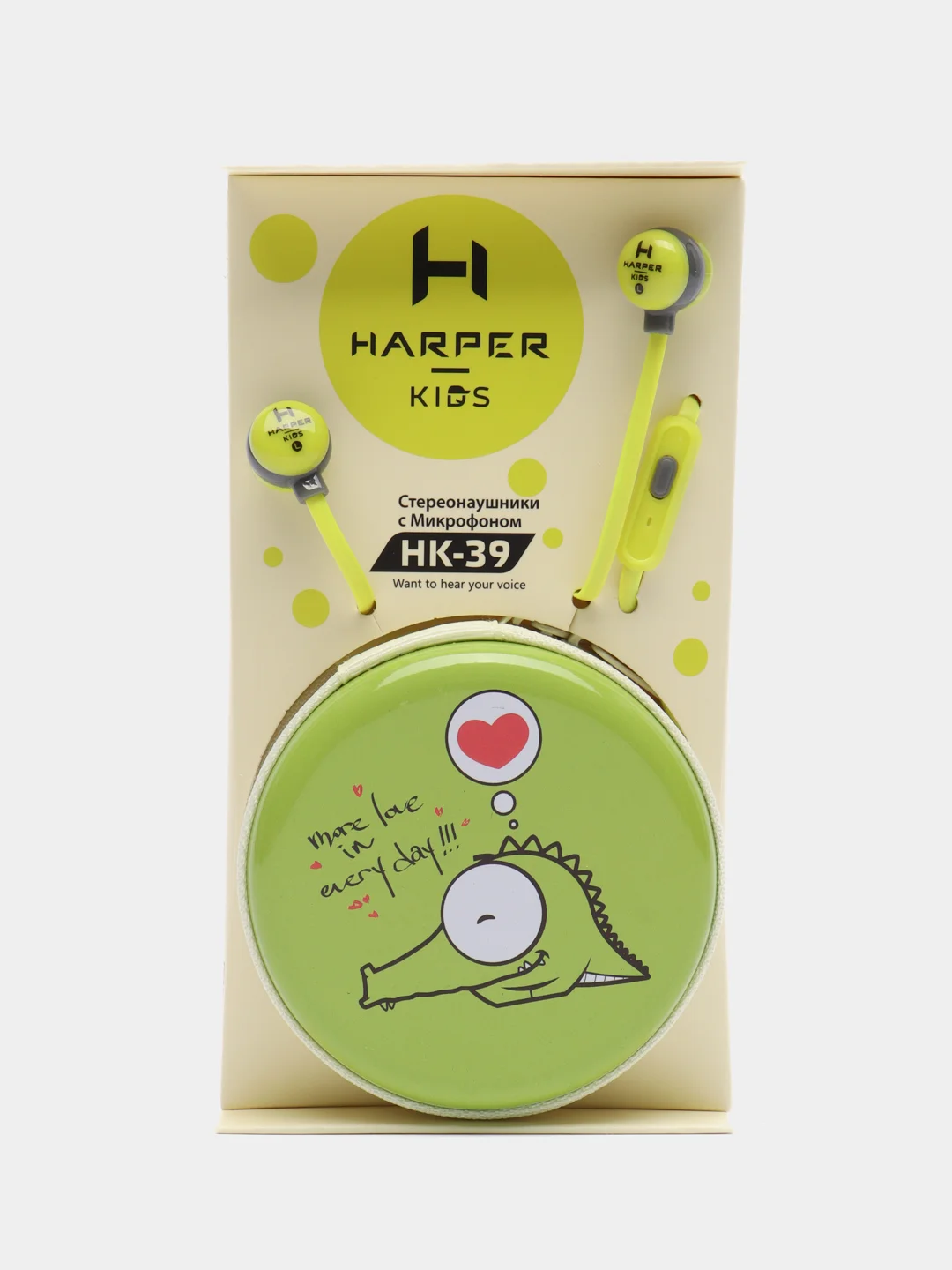 Голубой проводные детские наушники Harper HK-39, со встроенным микрофоном