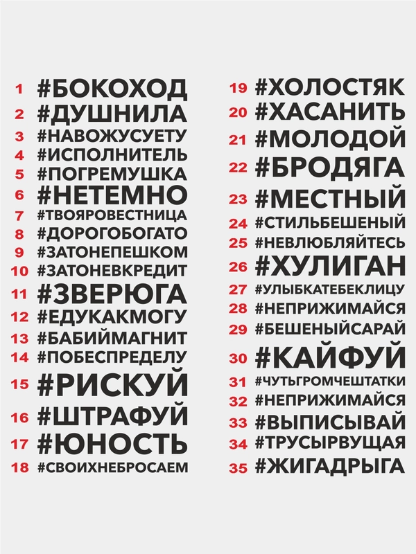 Наклейка на автомобиль Надпись хештег
