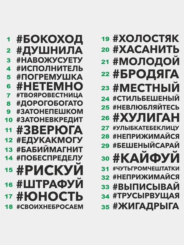 Наклейка на авто Надпись хештег