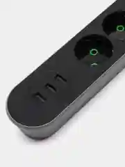 Черный удлинитель, 2 м, 2,7 м, сетевой фильтр, с 3-мя USB портами, 4 евро-розетки