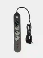 Черный удлинитель, 2 м, 2,7 м, сетевой фильтр, с 3-мя USB портами, 4 евро-розетки