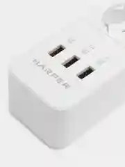 Белый сетевой фильтр Harper UCH-530, 1.5 метра, 5 розеток, 3 USB, 4000 Вт
