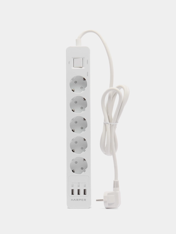 Сетевой фильтр Harper UCH-530, 1.5 метра, 5 розеток, 3 USB, 4000 Вт