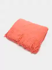 Коралловый вязаный плед, покрывало, накидка на диван, кресло, кровать, шерстяной, теплый, одеяло
