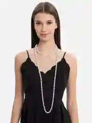 Белый бусы длинные, черные и белые