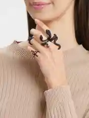 Черный набор колец "Змеи", 4 штуки