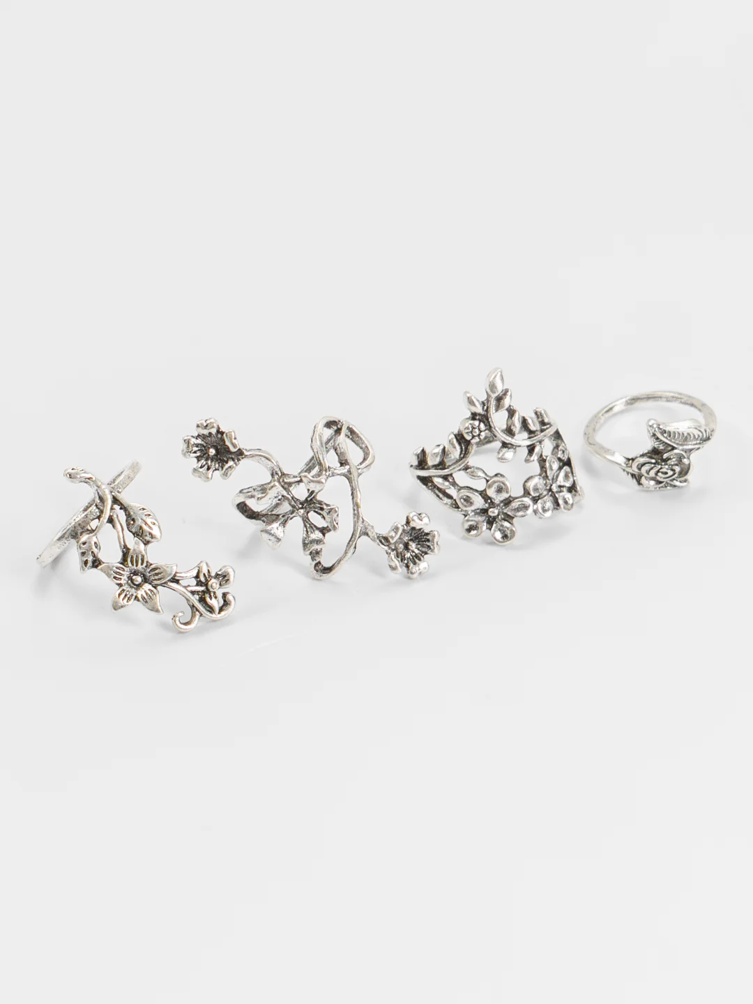 Серебряный набор женских колец, 4 штуки