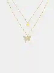 Золотой женская цепочка подвеска Бабочка, двойная