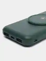 Зеленый внешний Аккумулятор Power Bank  с беспроводной зарядкой Wireless Fast Charging