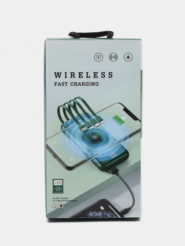 Внешний Аккумулятор Power Bank  с беспроводной зарядкой Wireless Fast Charging