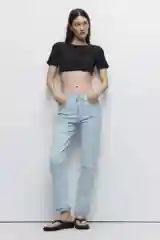 Небесно-голубой джинсы женские mom fit летние светлые с высокой посадкой женские Befree