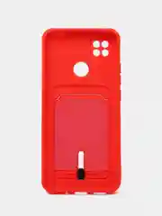 Красный чехол Xiaomi Redmi 9C / 9C NFC / 10A (Сяоми Редми 9С, 10А) с карманом для карт