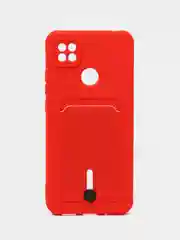Красный чехол Xiaomi Redmi 9C / 9C NFC / 10A (Сяоми Редми 9С, 10А) с карманом для карт
