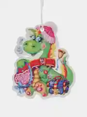 Зеленый набор новогодних игрушек из дерева, символ года дракон, елочные игрушки