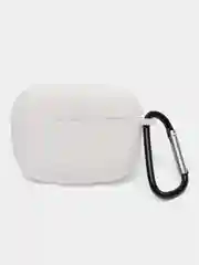 Белый чехол для наушников Apple Airpods Pro, с карабином, силиконовый