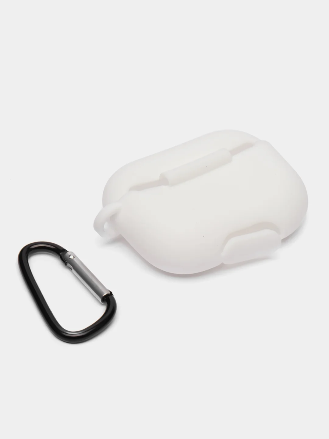 Белый чехол для наушников Apple Airpods Pro, с карабином, силиконовый