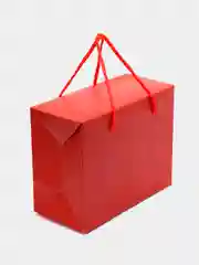 Алый пакет-коробка подарочная, новогодняя "С Новым годом!", 2 размера