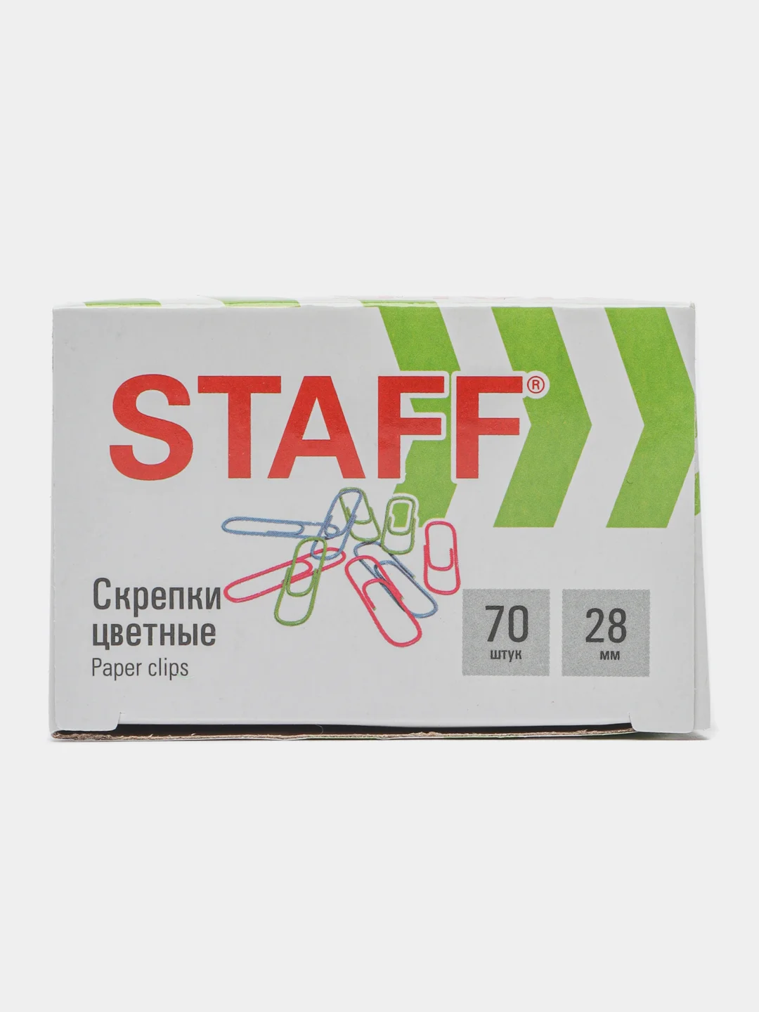 Скрепки STAFF, 28 мм, цветные, 70 штук